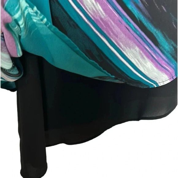 80’s vintage RICKI’S wide layered diagonal striped tunic,twofer,disco vibe,hi lo - Picture 11 of 12